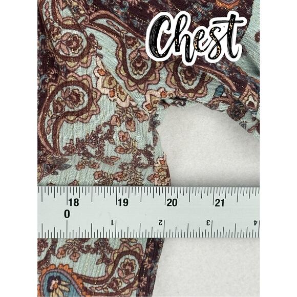 Willow Root Blouse Women s Size L Multi Floral Long Sleeve Tie Detail - Picture 8 of 15